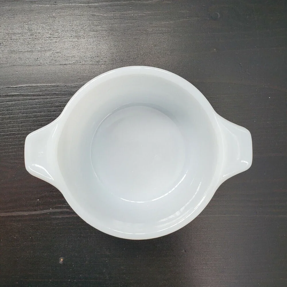 Dynaware White Brown Daisy Flowers Handled Pyr-O-rey Small Bowl MCM Vtg 6